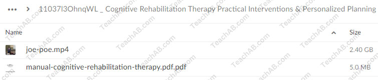 Cognitive Rehabilitation Therapy: Practical Interventions & Personalized Planning By Jane Yakel - PESI Free Download