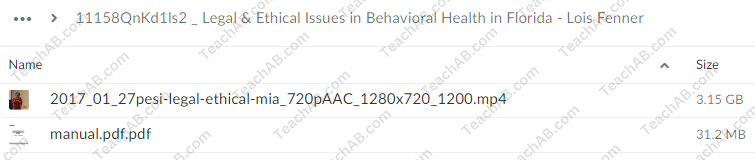Legal & Ethical Issues in Behavioral Health in Florida By Lois Fenner - PESI Free Download