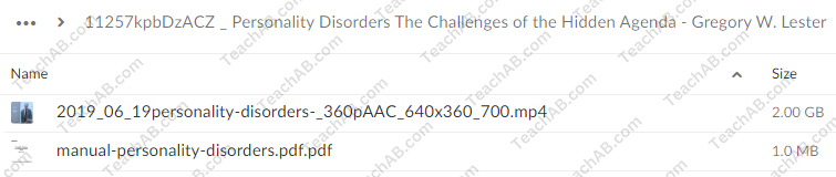 Personality Disorders: The Challenges of the Hidden Agenda By Gregory Lester - PESI Free Download