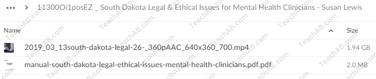 South Dakota Legal & Ethical Issues for Mental Health Clinicians By Susan Lewis - PESI Free Download