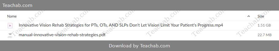 Innovative Vision Rehab Strategies for PTs, OTs, & SLPs Don't Let Vision Limit Your Patient's Progress Free Download